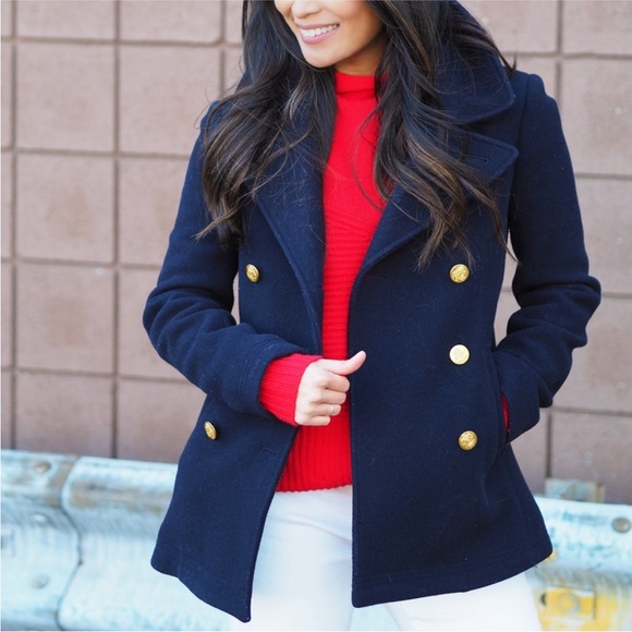J. Crew Jackets & Blazers - J Crew Navy Pea Coat Wool Stadium Cloth by Nello Gori 14 Gold Buttons